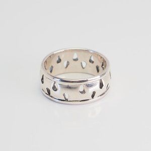 Sterling silver cut out tear drops wide band men's ring size 12.5